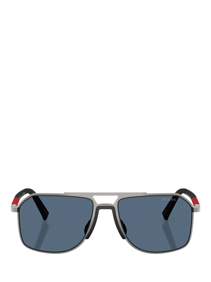 Prada Prada Linea Rossa PS B51S Men's Aviator Sunglasses, Gunmetal/Blue - view 2, Gunmetal/Blue