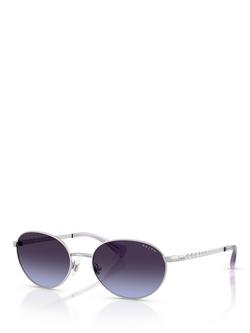 Ralph Lauren 0RA4148 Oval Sunglasses, Shiny Silver/Grey Gradient, Shiny Silver/Grey Gradient