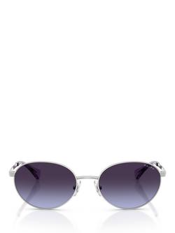 Ralph Lauren 0RA4148 Oval Sunglasses, Shiny Silver/Grey Gradient - view 2, Shiny Silver/Grey Gradient
