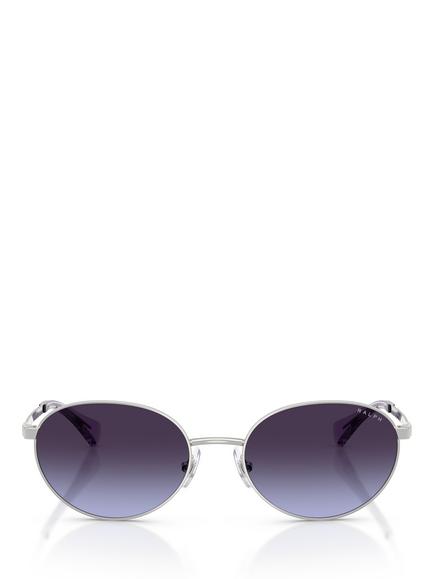 Ralph Lauren 0RA4148 Oval Sunglasses, Shiny Silver/Grey Gradient - view 2, Shiny Silver/Grey Gradient