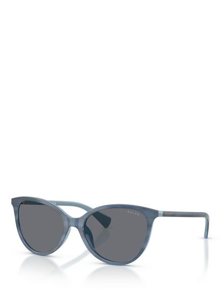 Ralph Lauren 0RA5339 Oval Sunglasses, Striped Blue On Milky Blue/Grey, Striped Blue On Milky Blue/Grey