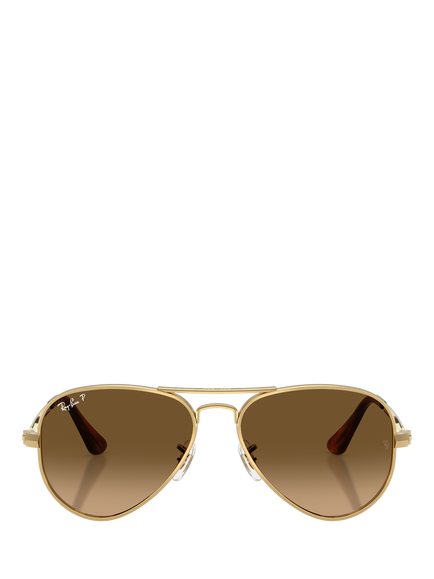 Ray-Ban RB3925 Unisex Polarised Aviator Sunglasses, Gold/Brown Gradient - view 2, Gold/Brown Gradient