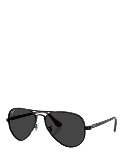 Ray-Ban RB3925002 Unisex Polarised Aviator Sunglasses, Black, Black