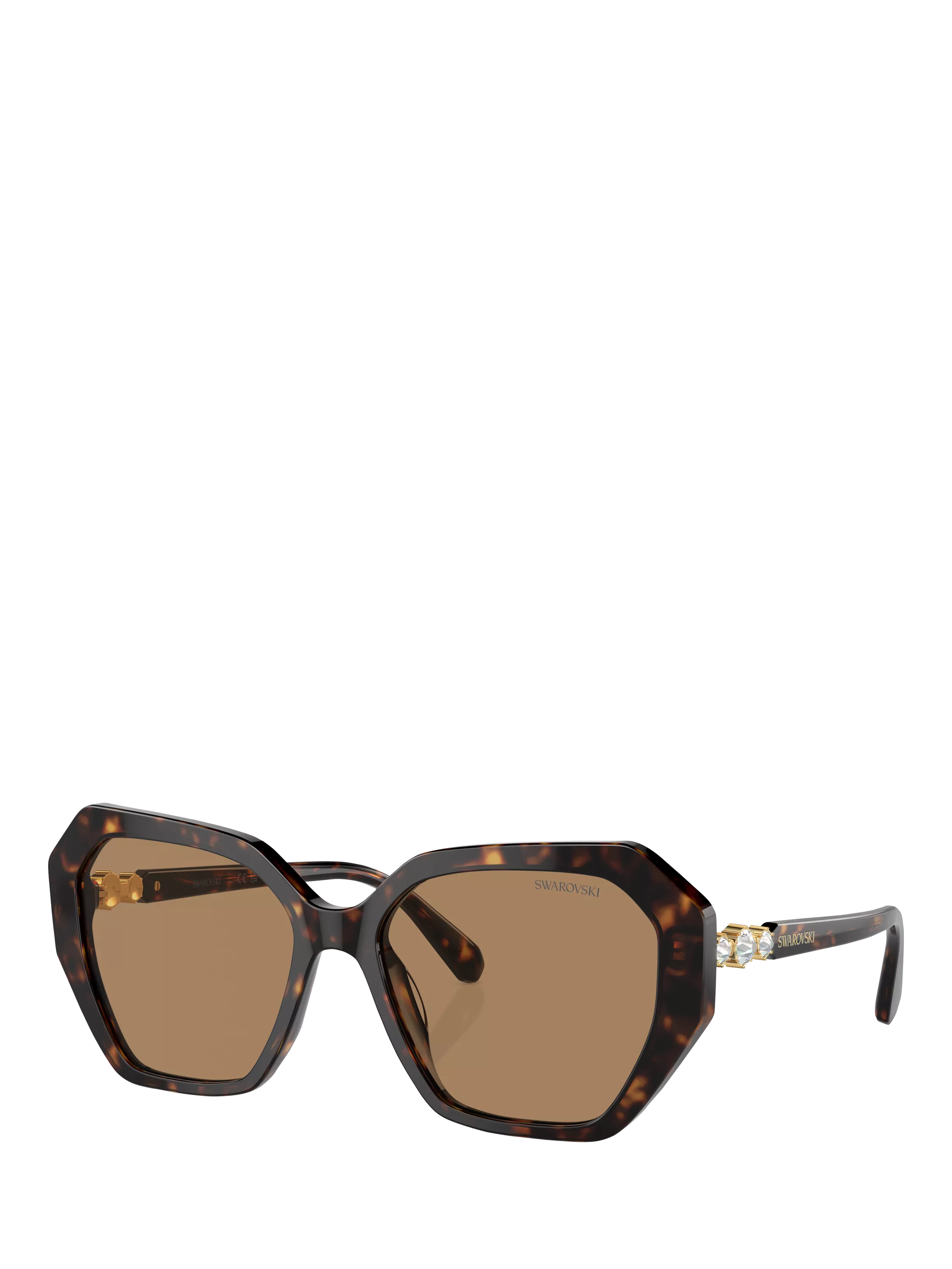 Swarovski SK6017 Women's Irregular Sunglasses, Dark Havana