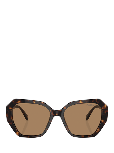 Swarovski SK6017 Women's Irregular Sunglasses, Dark Havana - view 2, Dark Havana