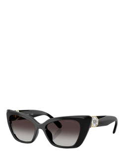 Swarovski SK6047 Women's Cat Eye Sunglasses, Black Gradient, Black