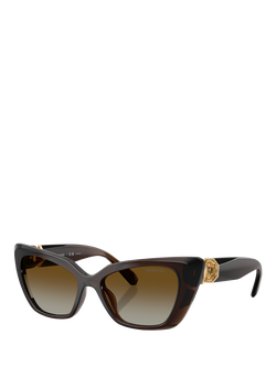Swarovski SK6047 Women's Polarised Cat Eye Sunglasses, Transparent Brown, Transparent Brown