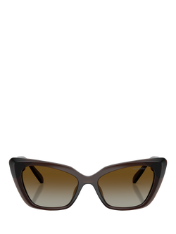 Swarovski SK6047 Women's Polarised Cat Eye Sunglasses, Transparent Brown - view 2, Transparent Brown