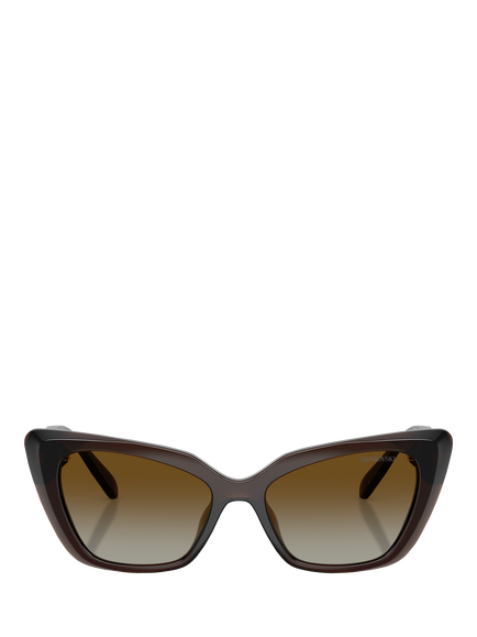 Swarovski SK6047 Women's Polarised Cat Eye Sunglasses, Transparent Brown - view 2, Transparent Brown