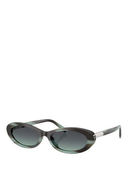 Tiffany & Co Tiffany Women's TF42508 Oval Sunglasses, Black/Blue, Black/Blue