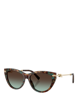 Tiffany & Co Tiffancy TF42538 Women's Cat's Eye Sunglasses, Brown Havana/Blue, Brown Havana/Blue