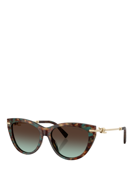 Tiffany & Co Tiffancy TF42538 Women's Cat's Eye Sunglasses, Brown Havana/Blue, Brown Havana/Blue