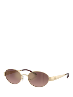 Tory Burch TY61163 Women's Oval Sunglasses, Light Gold/Pink, Light Gold/Pink