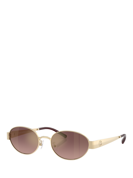 Tory Burch TY61163 Women's Oval Sunglasses, Light Gold/Pink, Light Gold/Pink