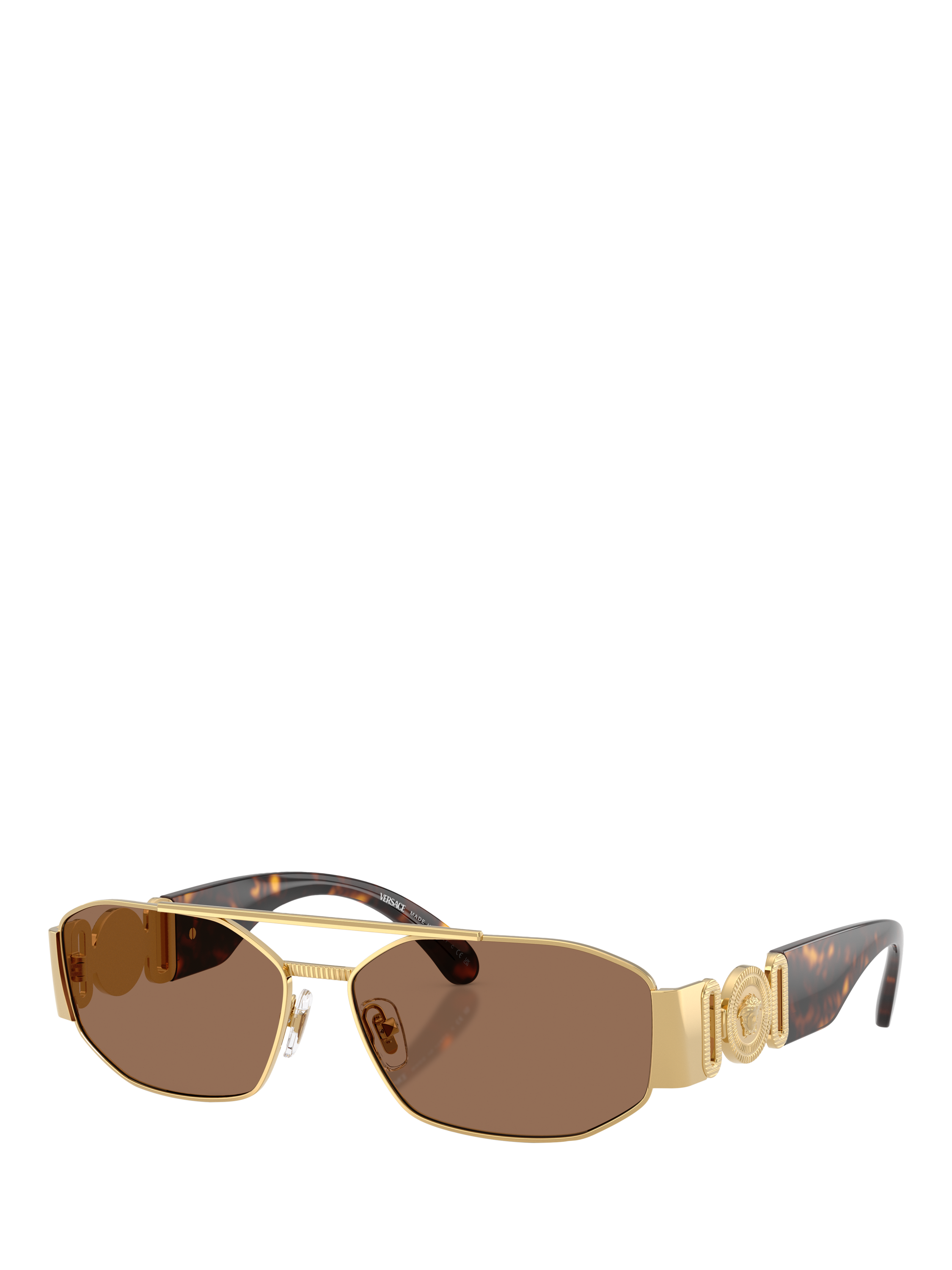 Product image 1 of 5, which shows Versace VE2287 Men's Irregular Sunglasses, Gold/Brown