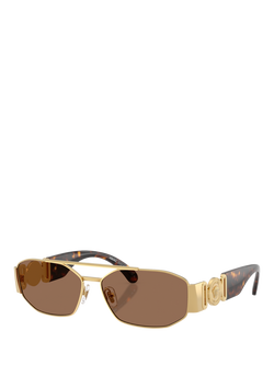 Versace VE2287 Men's Irregular Sunglasses, Gold/Brown, Gold/Brown