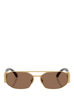 Versace VE2287 Men's Irregular Sunglasses, Gold/Brown - view 2, Gold/Brown