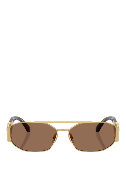 Versace VE2287 Men's Irregular Sunglasses, Gold/Brown - view 2, Gold/Brown