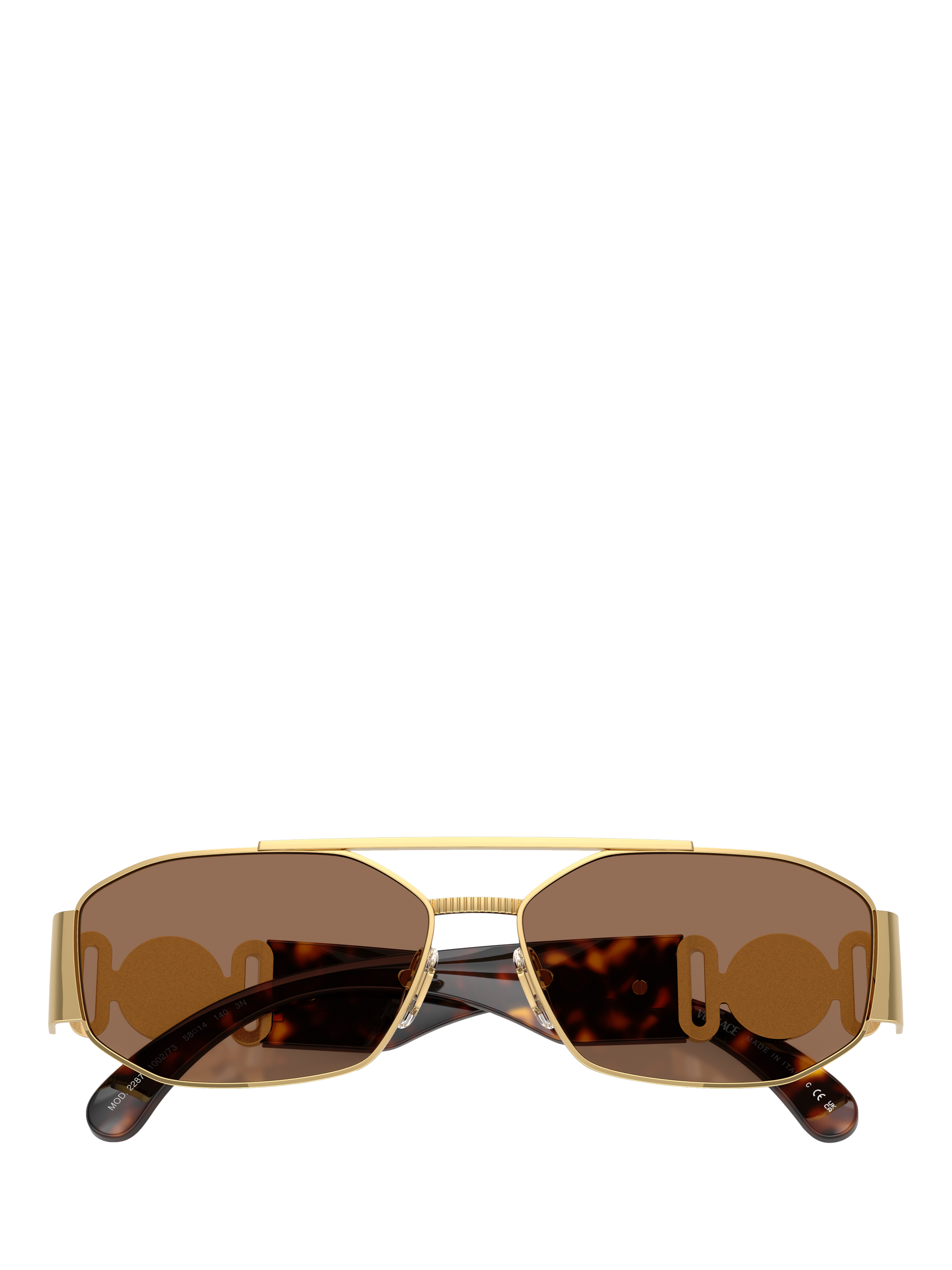 Product image 5 of 5, which shows Versace VE2287 Men's Irregular Sunglasses, Gold/Brown