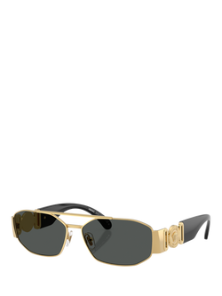 Versace VE22871 Men's Irregular Sunglasses, Gold/Grey, Gold/Grey