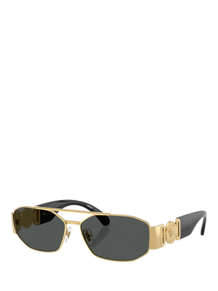 Versace VE22871 Men's Irregular Sunglasses, Gold/Grey, Gold/Grey