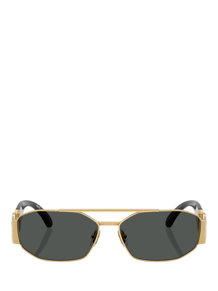 Versace VE22871 Men's Irregular Sunglasses, Gold/Grey - view 2, Gold/Grey