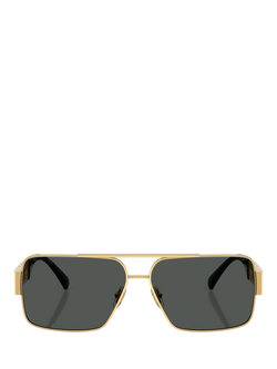 Versace VE22901 Men's Rectangular Sunglasses, Gold/Grey - view 2, Gold/Grey