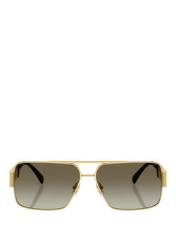 Versace VE22901 Men's Rectangular Sunglasses, Gold/Green - view 2, Gold/Green