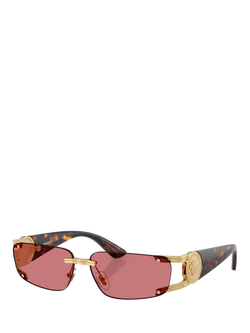 Versace VE2291 Men's Rectangular Sunglasses, Gold/Red, Gold/Red