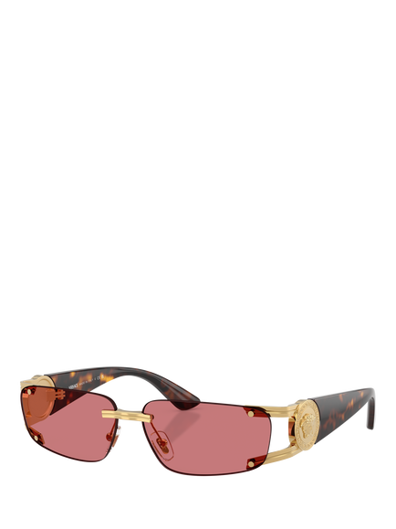 Versace VE2291 Men's Rectangular Sunglasses, Gold/Red, Gold/Red