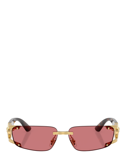 Versace VE2291 Men's Rectangular Sunglasses, Gold/Red - view 2, Gold/Red