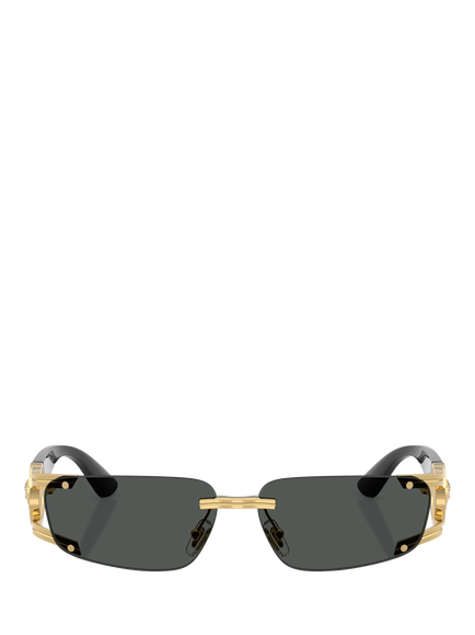 Versace VE2291 Men's Rectangular Sunglasses, Gold/Grey - view 2, Gold/Grey