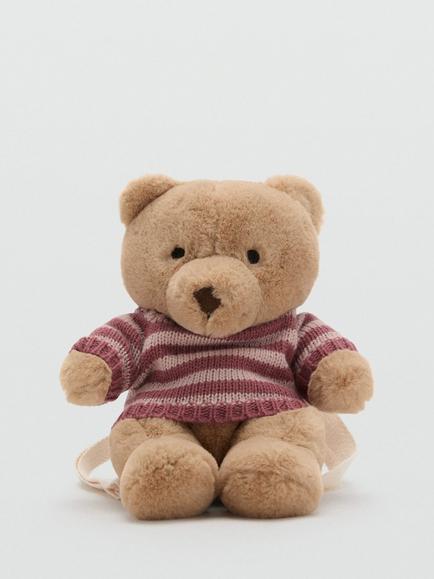 Mango Kids' Fluffy Bear Backpack, Light Brown, Light Brown