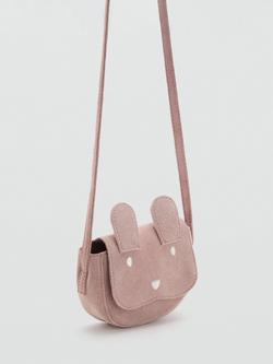 Mango Kids' Suede Bunny Crossbody Bag, Light Pink - view 2, Light Pink