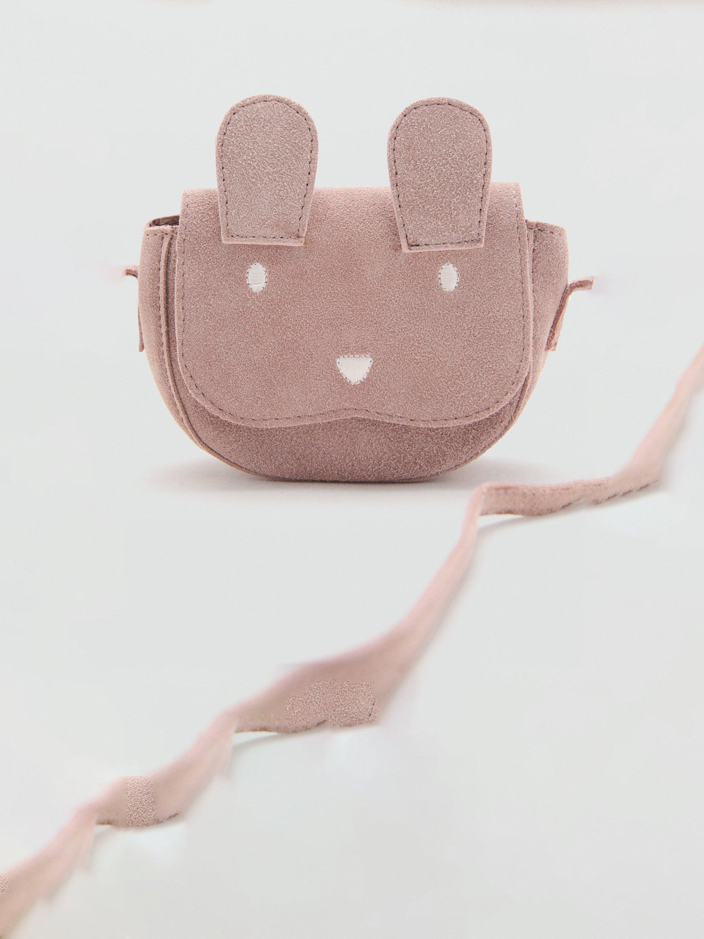 Product image 3 of 4, which shows Mango Kids' Suede Bunny Crossbody Bag, Light Pink