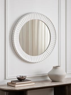 John Lewis Coastal Carved Round Frame Wall Mirror, 70cm, White - view 2, White
