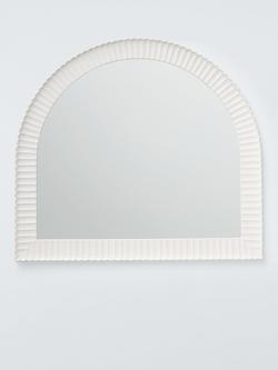 John Lewis Coastal Carved Frame Overmantel Wall Mirror, 95 x 105cm, White, White