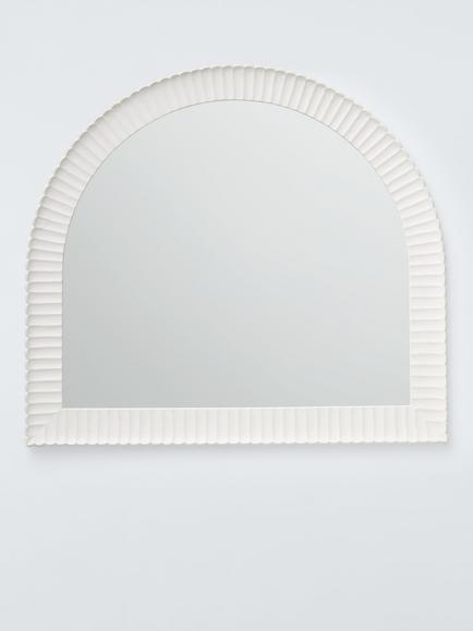 John Lewis Coastal Carved Frame Overmantel Wall Mirror, 95 x 105cm, White, White