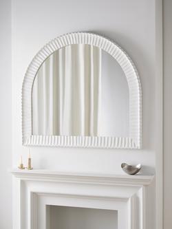 John Lewis Coastal Carved Frame Overmantel Wall Mirror, 95 x 105cm, White - view 2, White