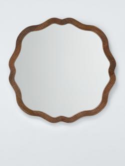 John Lewis Modern Carved Wave Frame Wall Mirror, FSC-Certified (Mango Wood), 60 x 60cm, Natural, Natural