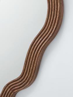 John Lewis Modern Carved Wave Frame Wall Mirror, FSC-Certified (Mango Wood), 60 x 60cm, Natural - view 2, Natural