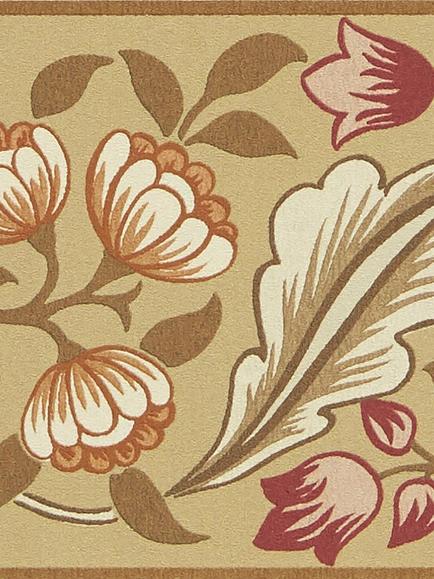 Morris & Co. Bluebell & Peony Wallpaper Border, Gold/Madder