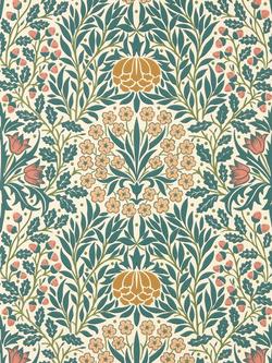 Morris & Co. Daisy & Oak Wallpaper, Madder/Teal