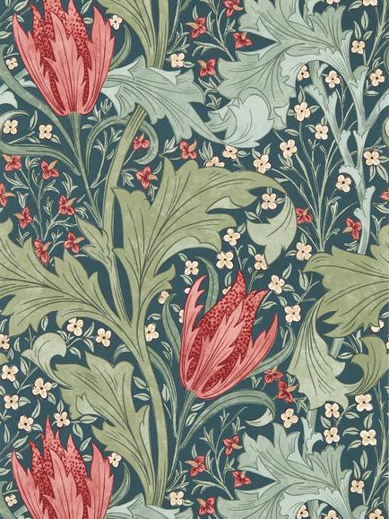 Morris & Co.Lent Lily Wallpaper, Indigo/Madder
