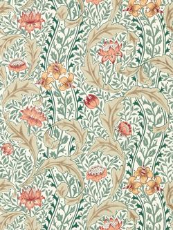 Morris & Co. Wild Tulip & Vine Wallpaper, Coral/Teal