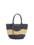 Pre-loved Balenciaga Panier XS Raffia Tote Bag, Purple/Beige