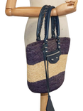 Pre-loved Balenciaga Panier XS Raffia Tote Bag, Purple/Beige