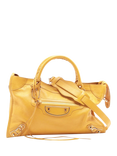 Pre-loved Balenciaga Metallic Edge City Leather 2Way Shoulder Bag, Yellow