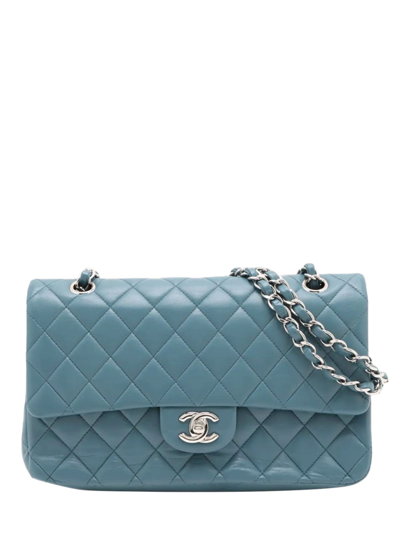 Pre-loved CHANEL 2012 Medium Lambskin Leather Classic Double Flap Bag, Blue