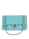 Pre-loved CHANEL 2016 Medium Classic Double Flap Shoulder Bag, Light Blue